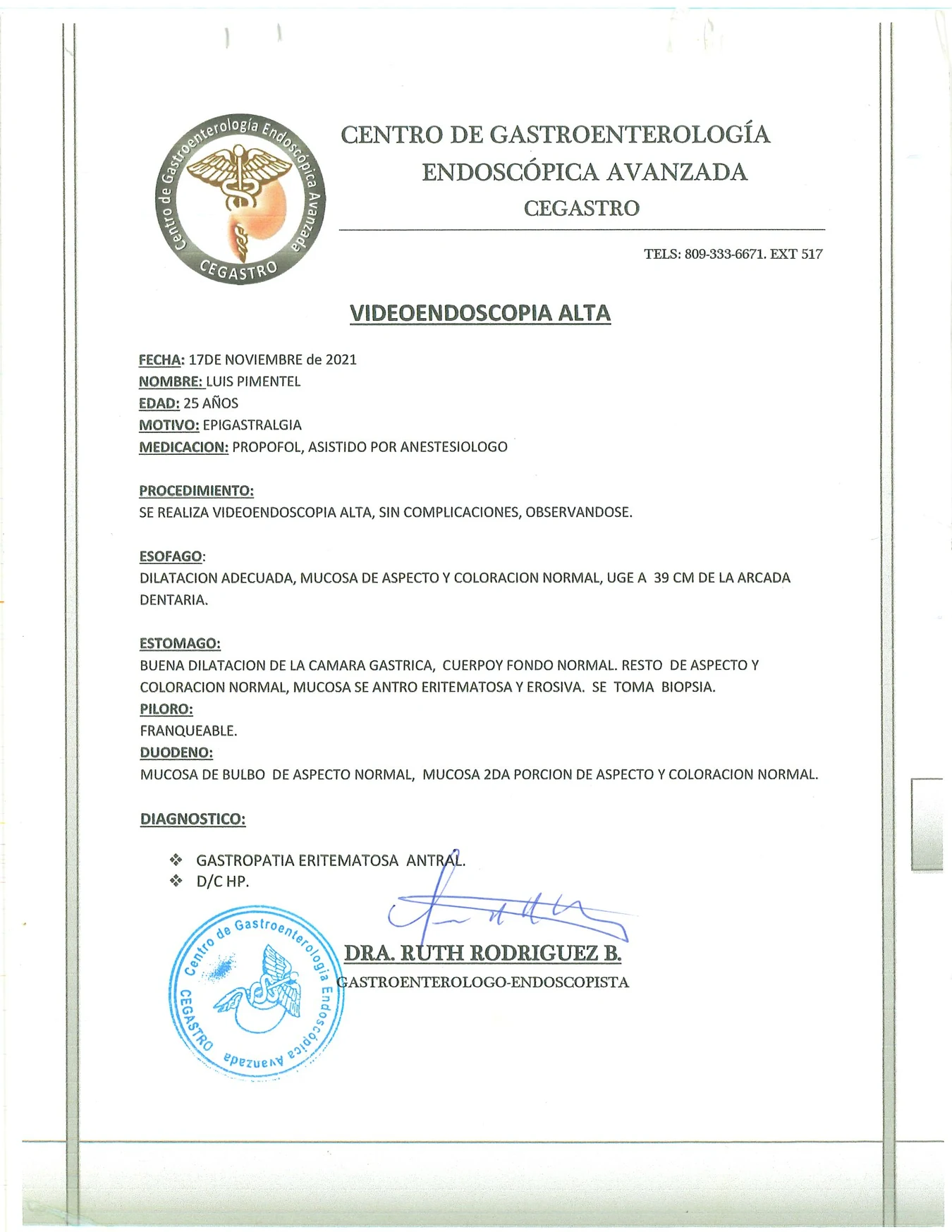High-resolution scan of the Nov 17, 2021 endoscopy report