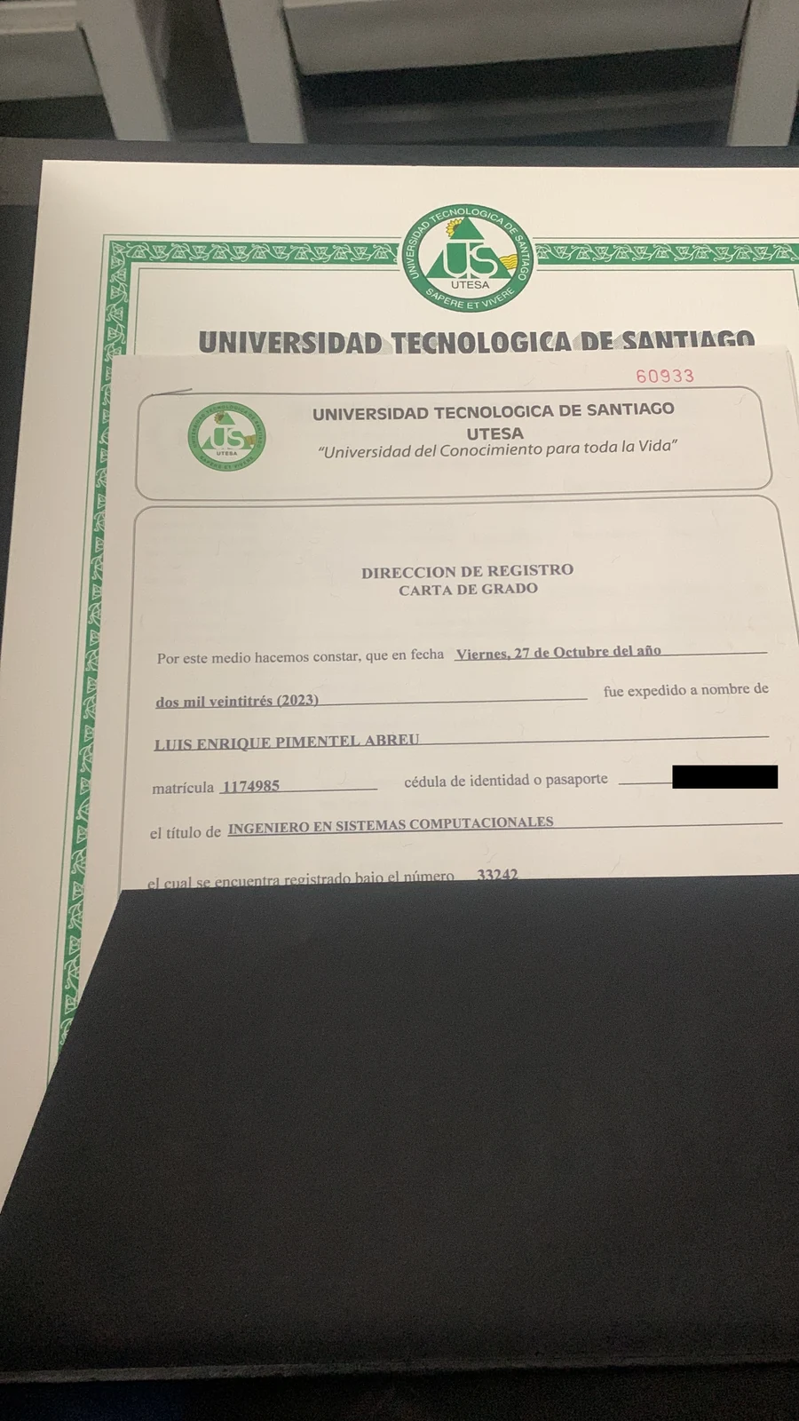 Graduation degree document