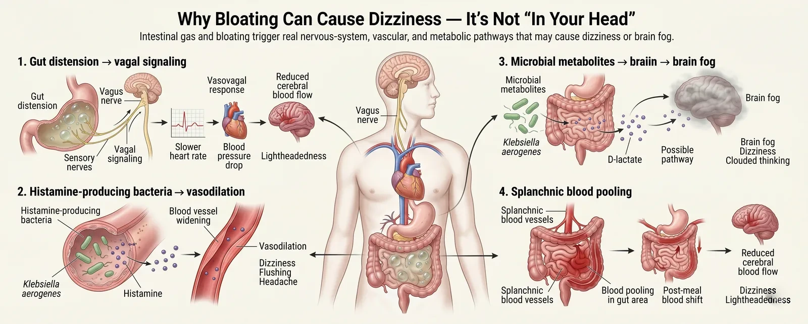 SIBO bloating dizziness vagus nerve histamine vasovagal response