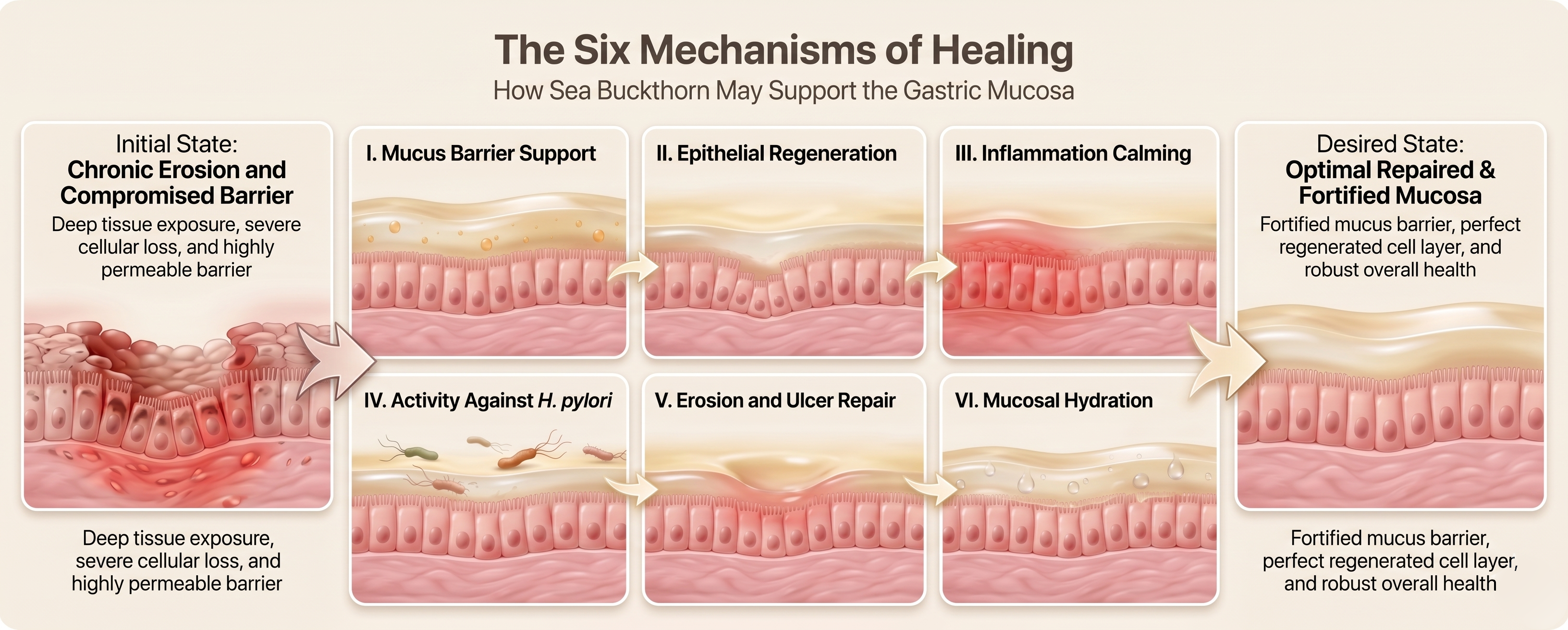 Sea buckthorn mechanisms supporting gastric mucosal repair