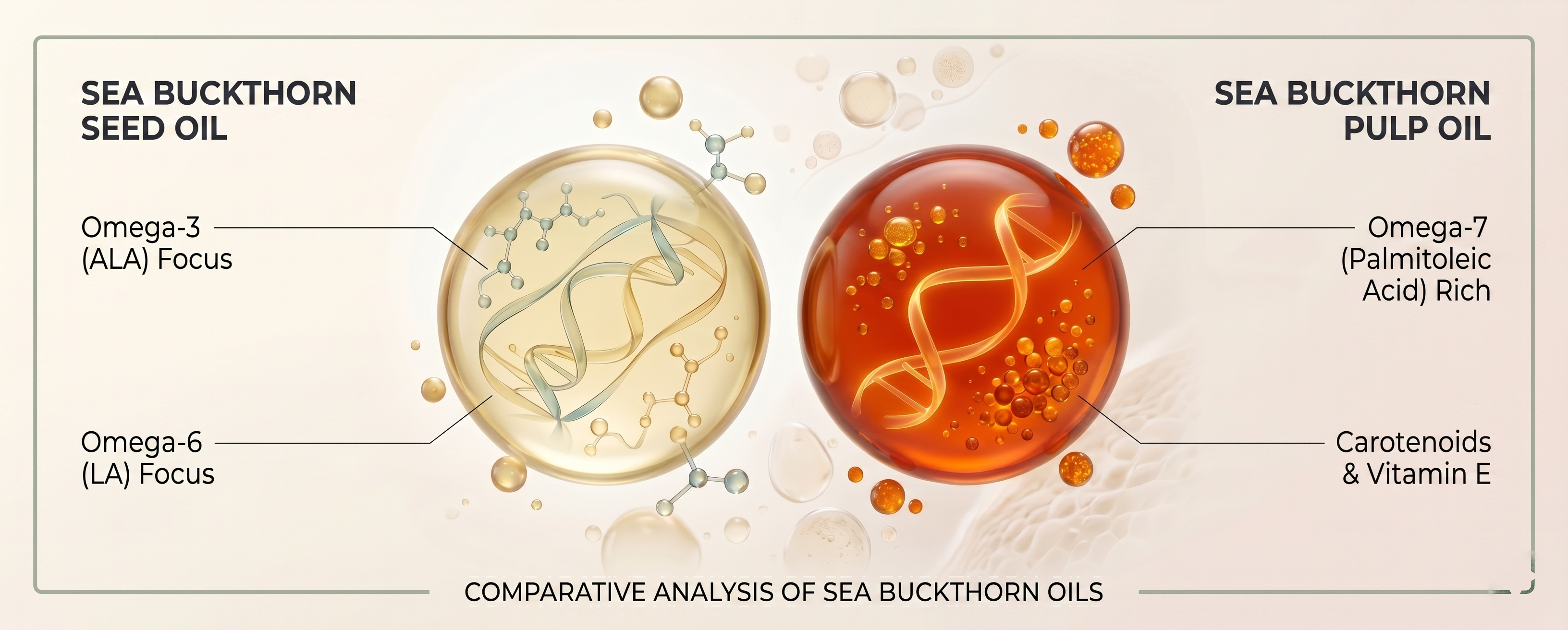 Sea buckthorn oil composition with pulp oil, seed oil, and bioactive compounds